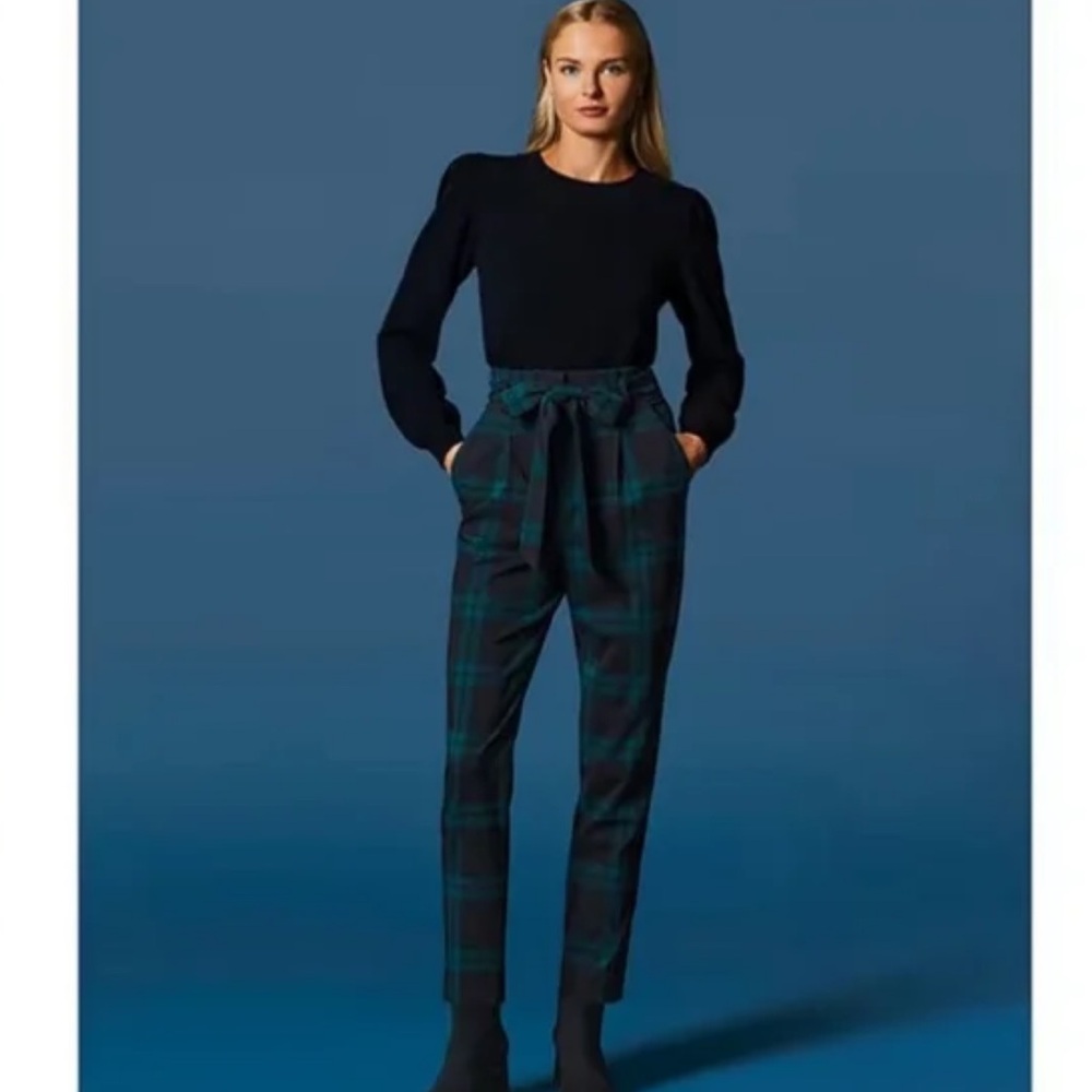 Natalia plaid paper bag waist pants